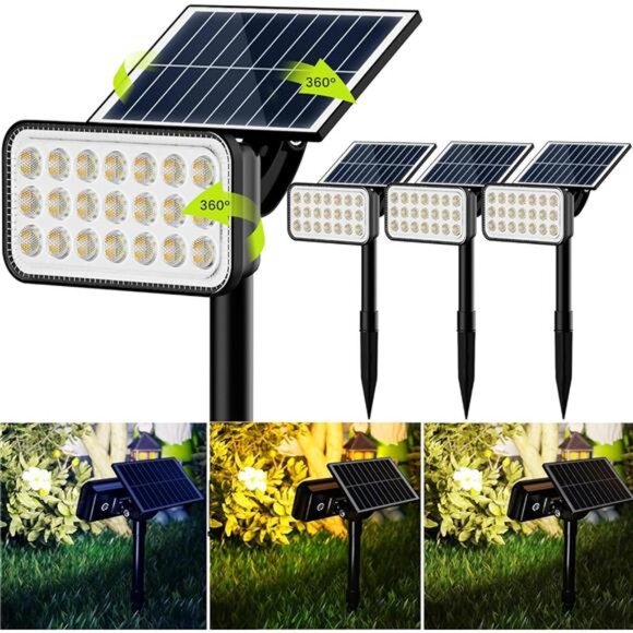Solar Spotlights 84 LED Outdoor Garden Yard Lawn Pathway Waterproof Adjustable 4 - Picture 1 of 7